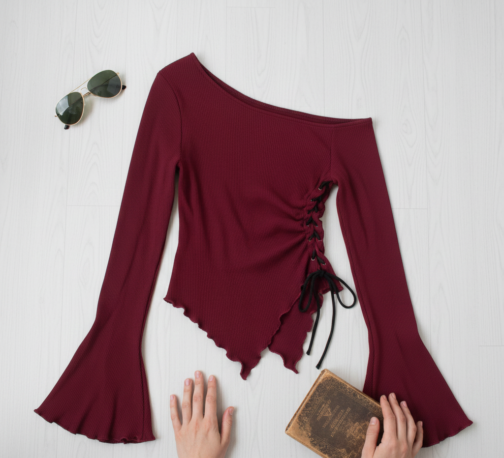 Draped Bell Sleeve Top