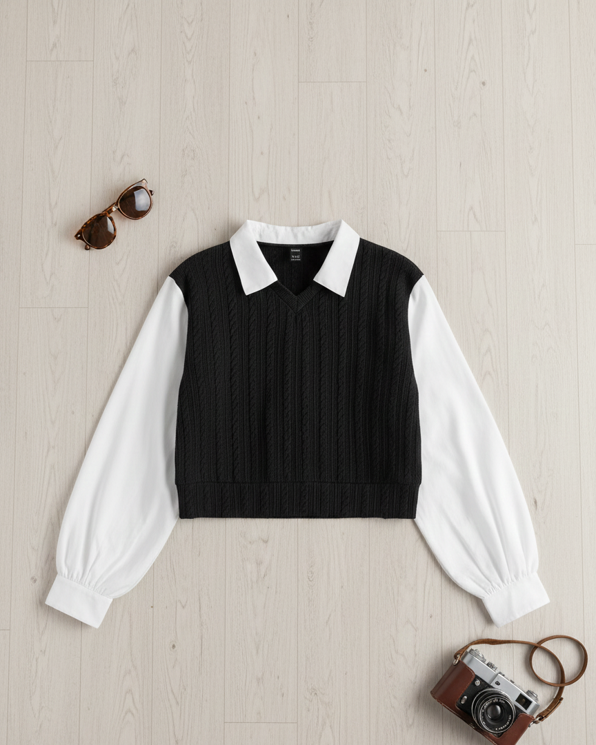 Midnight Black Knit Layered Top