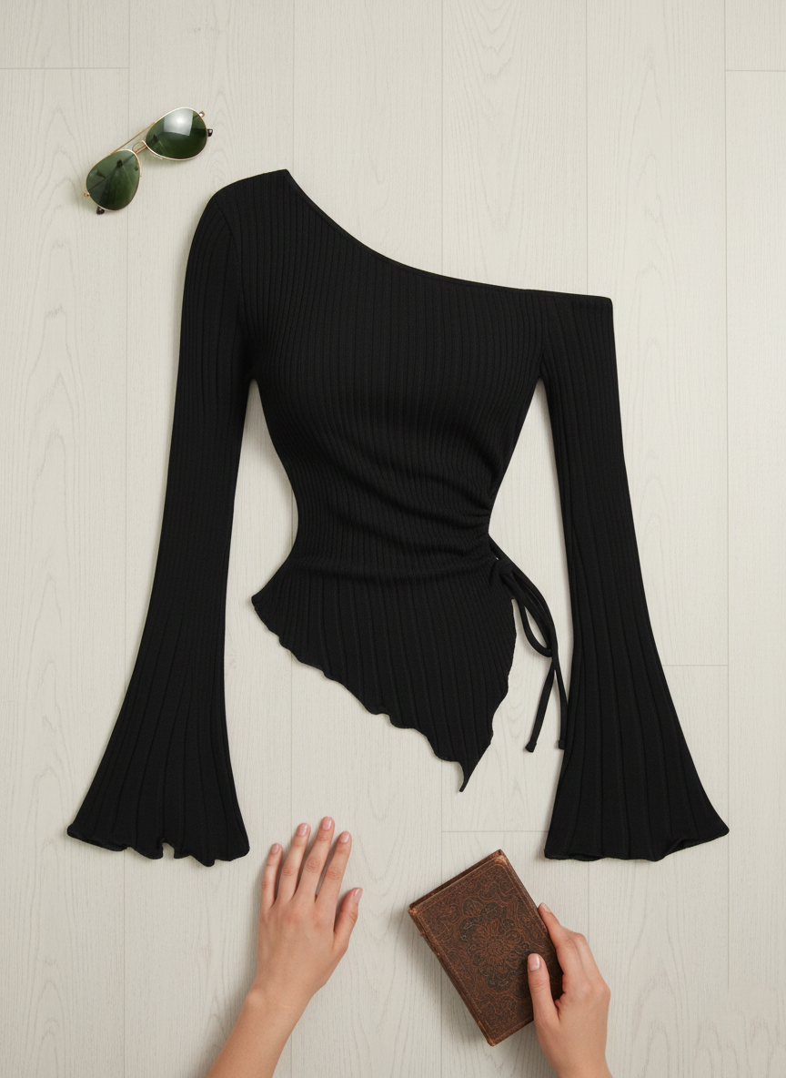 Draped Bell Sleeve Top