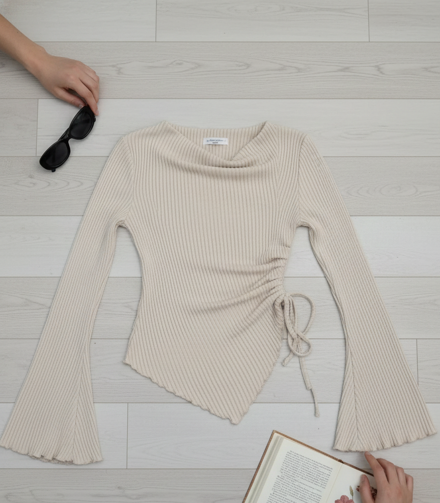 Draped Bell Sleeve Top