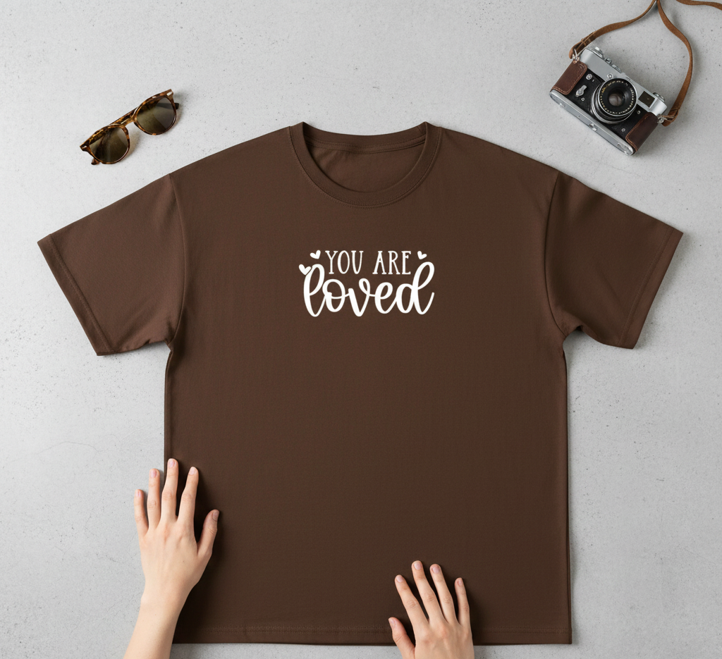 Brown Oversized 'You Are Loved' Graphic T-Shirt
