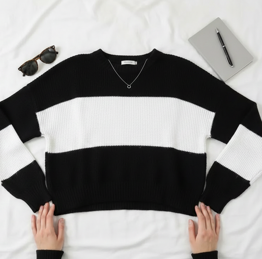 Monochrome Stripe Knit Sweater