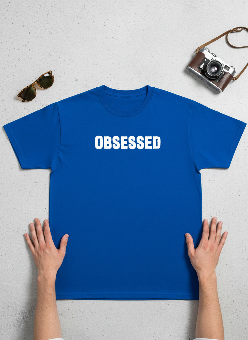 "Obsessed" Graphic Oversized T-Shirt - Royal Blue