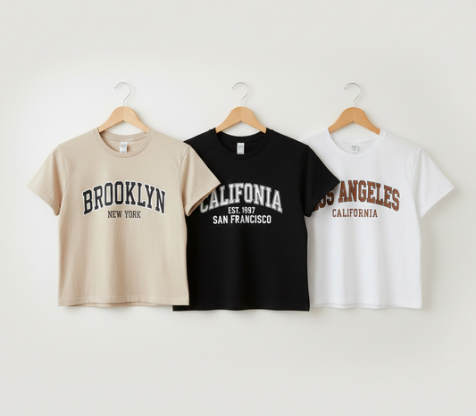 Summer Women’s Retro American Graphic Cropped Bodysuit– 3 PCS Set