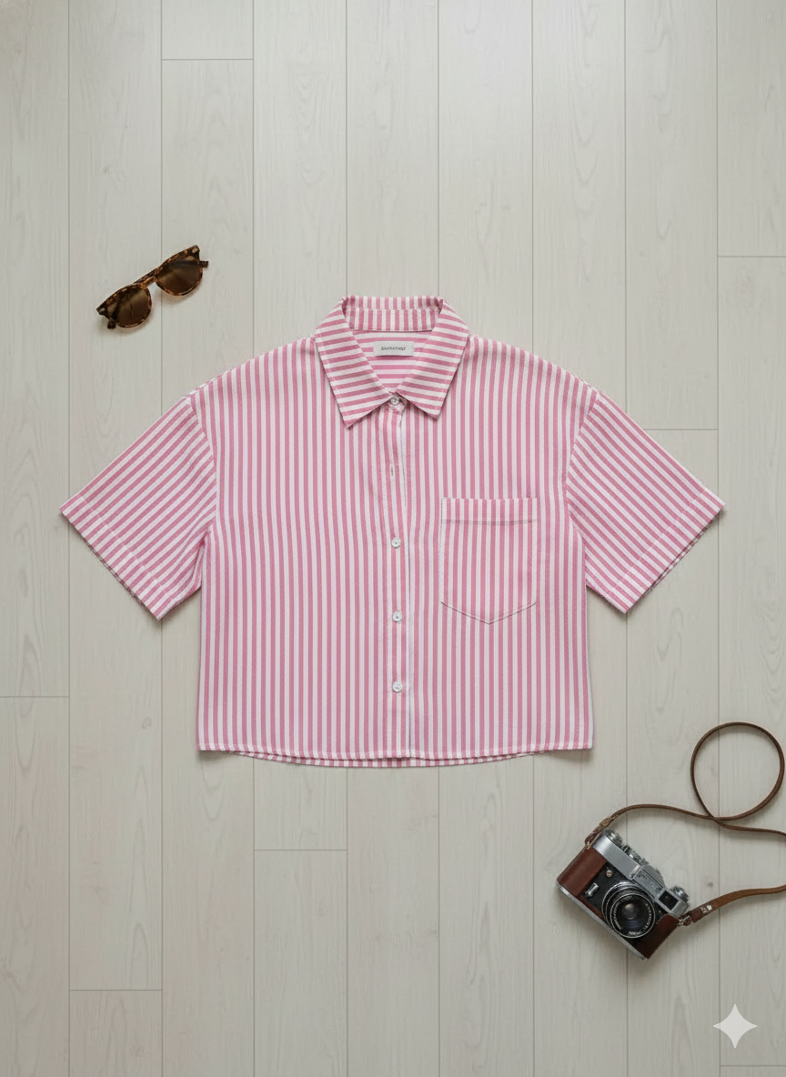 Rose Stripe Cropped Shirt