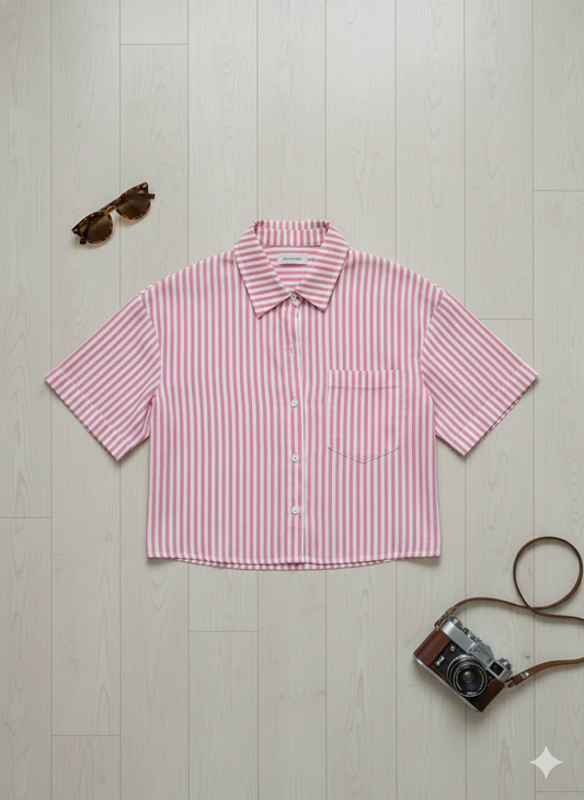 Rose Stripe Cropped Shirt